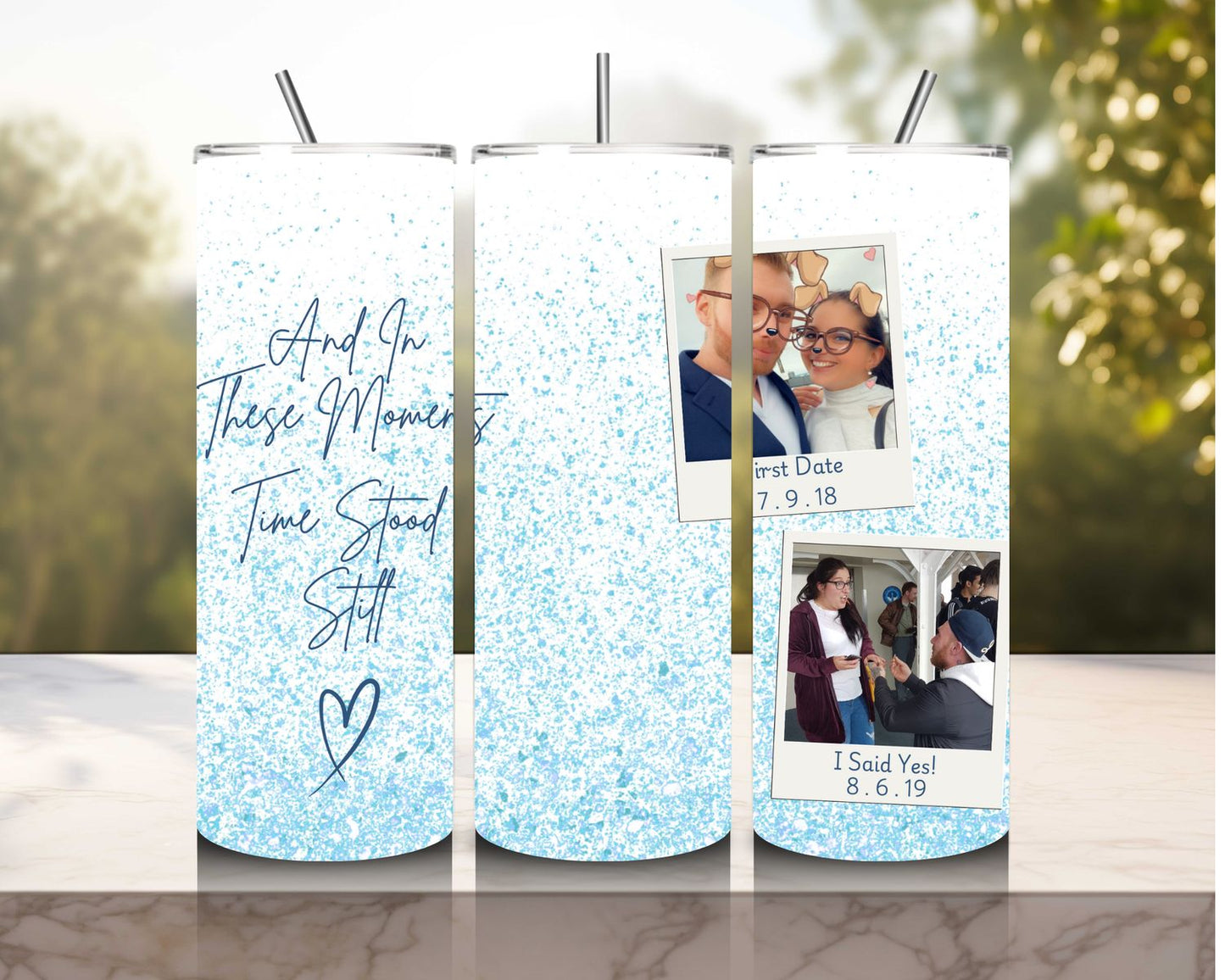 Custom Time Stood Still 20oz Hot/Cold Tumbler for Couples, Friends and Family - Choose Your Own Design