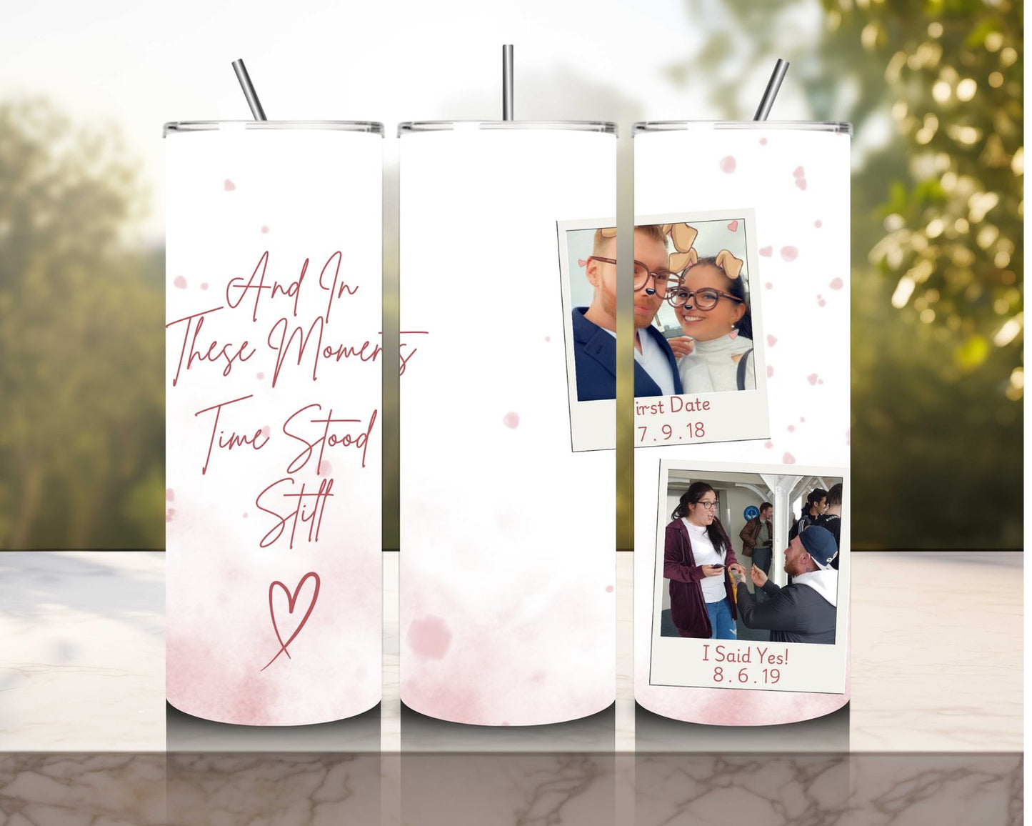 Custom Time Stood Still 20oz Hot/Cold Tumbler for Couples, Friends and Family - Choose Your Own Design