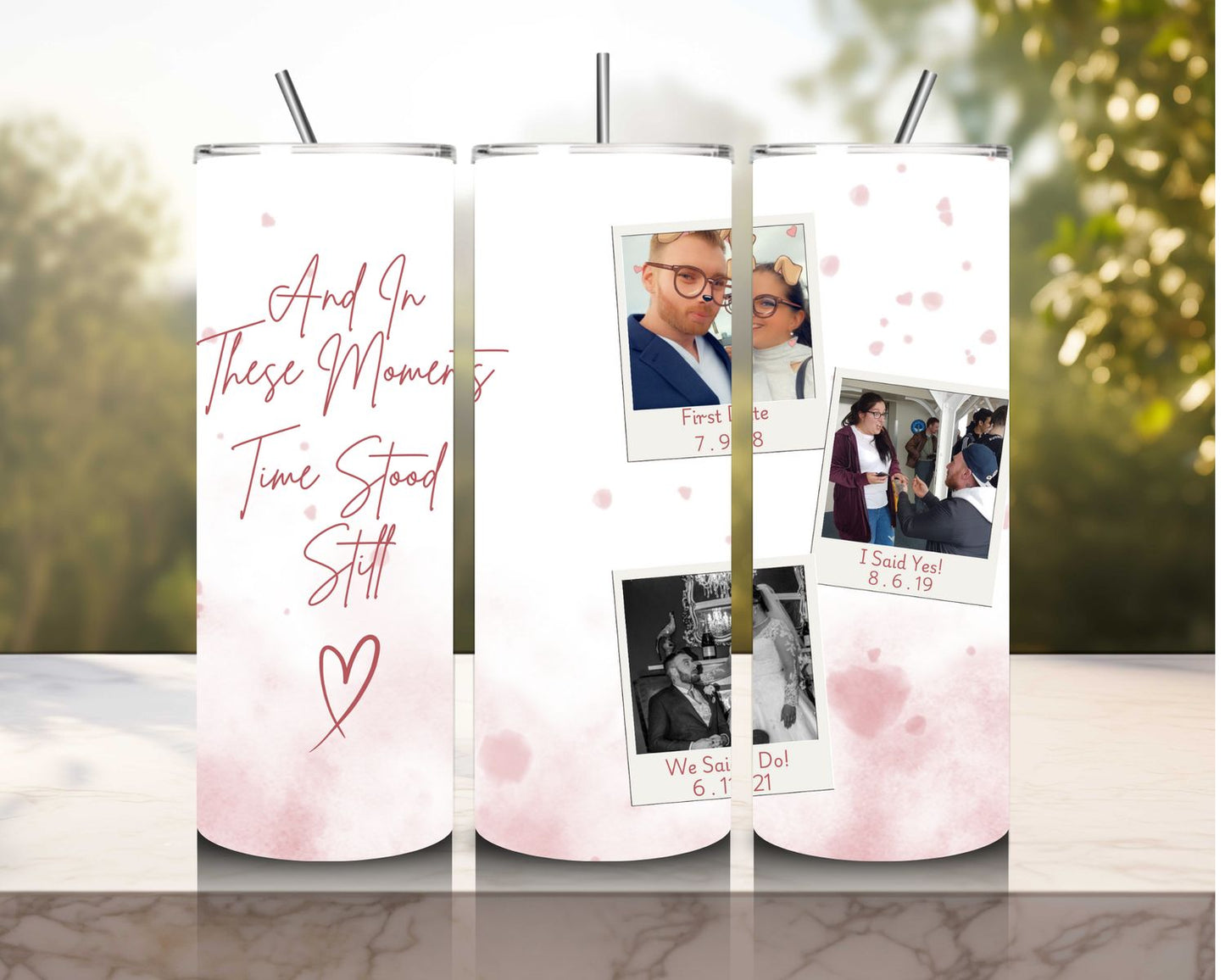 Custom Time Stood Still 20oz Hot/Cold Tumbler for Couples, Friends and Family - Choose Your Own Design