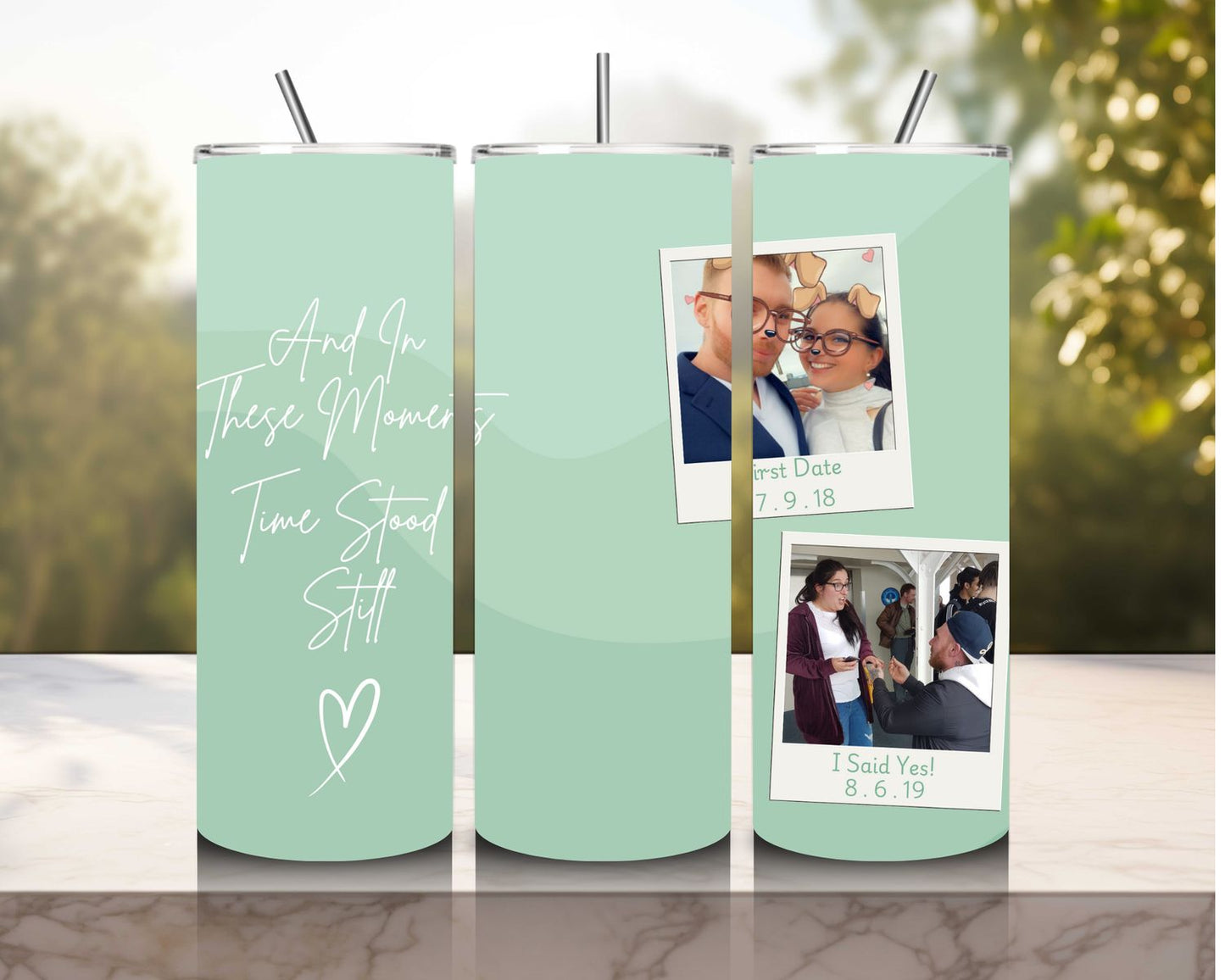 Custom Time Stood Still 20oz Hot/Cold Tumbler for Couples, Friends and Family - Choose Your Own Design