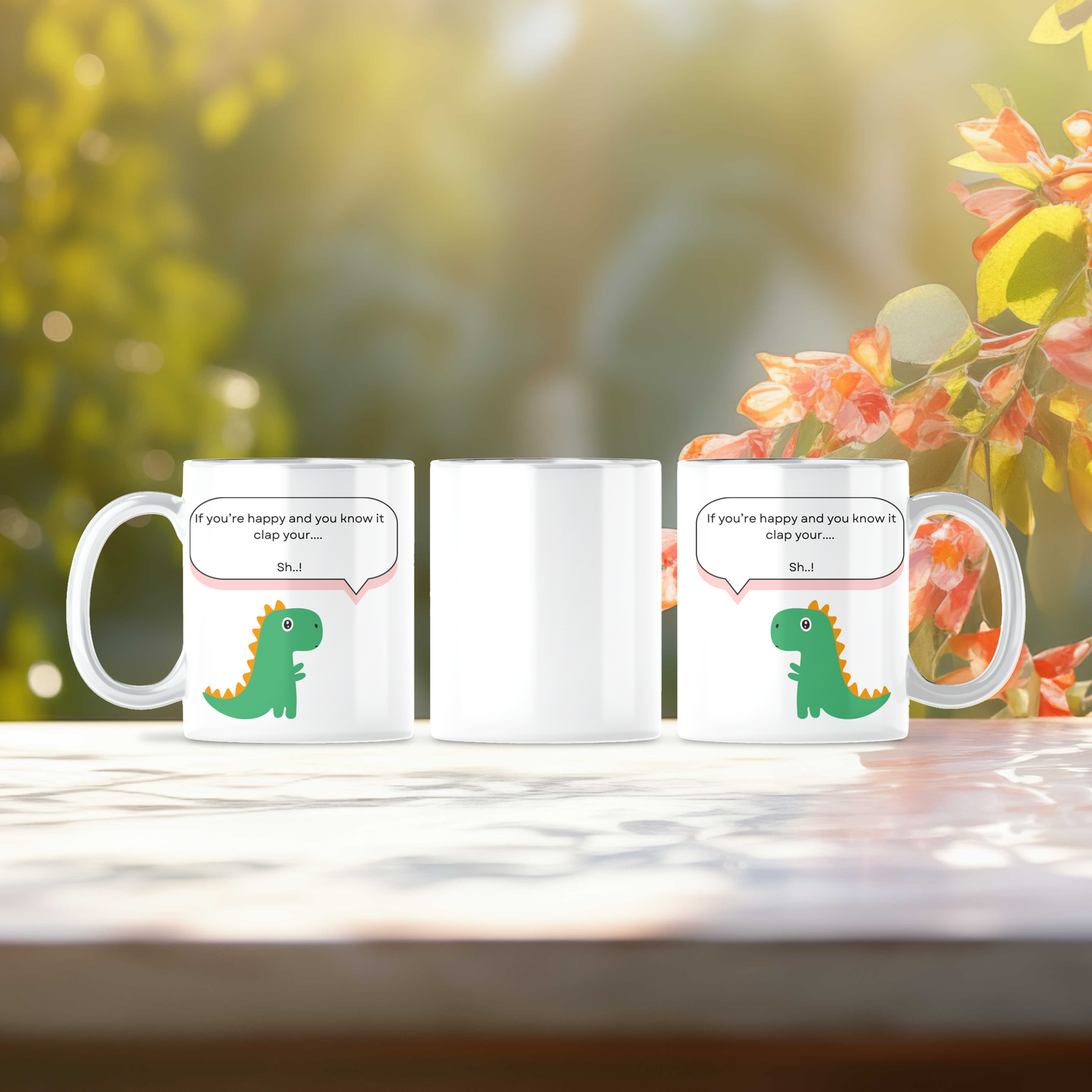 Dino If Your Happy And You Know It Mug - Perfect for Coffee or Tea - Drinkware, Cup Ceramic